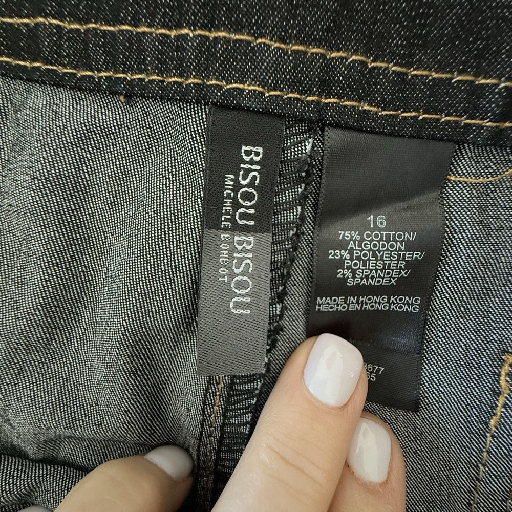 Bisou Bisou Michele Bohbot Wide Leg Jeans Woman 16 Black Jeans Poet Clean Girl - Picture 5 of 10